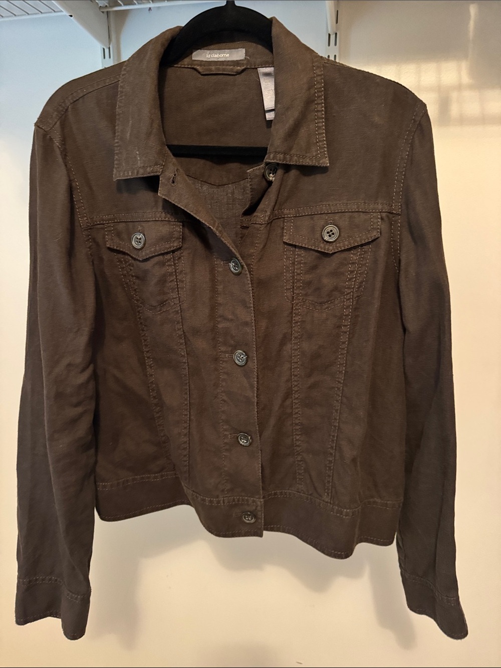Liz Claiborne Brown Denim-Style Jean Jacket
